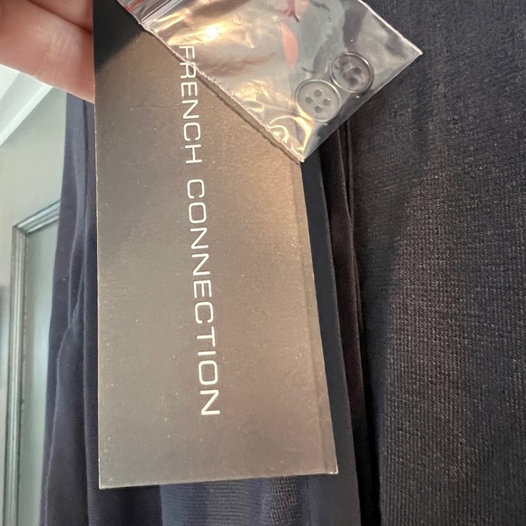 FRENCH CONNECTION Navy Shirt Dress with chiffon drawstring SZ 2 - Picture 8 of 11